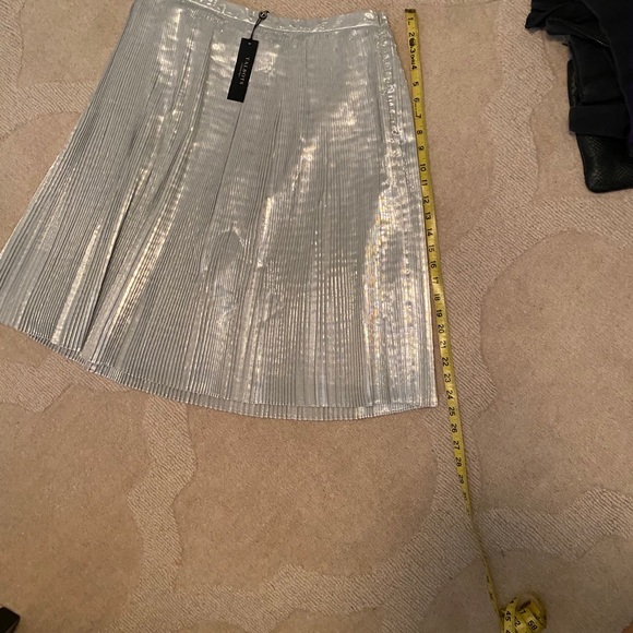 Metallic Silver Pleated Skirt - Picture 4 of 5